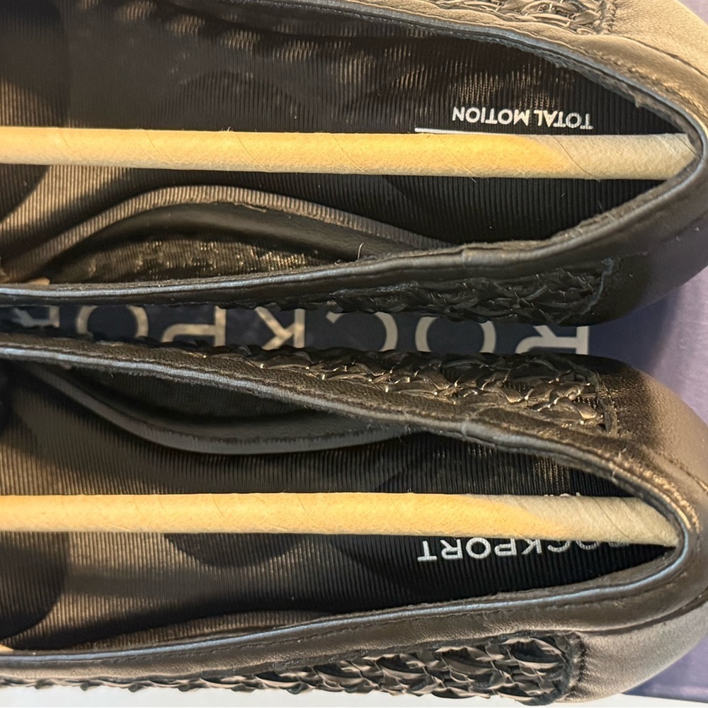 *NWT ROCKPORT Black Woven Leather Flats - Picture 10 of 10